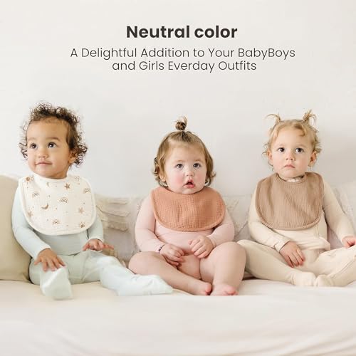 Image of Konssy 10-Pack Muslin Baby Bibs for Drooling and Teething