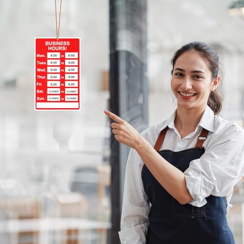 image for Ptwola 2 Piece Business Hours Sign Self-adhesive Open Close Sign Store