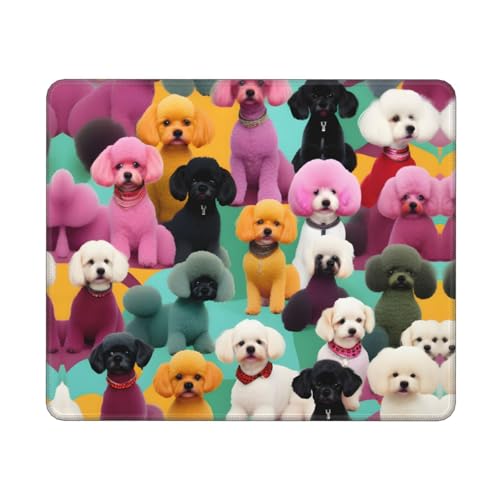 Hingor Tapis de souris imprimé caniches, tapis de souris personnalisé pour bureau, maison, tapis de souris imperméable, base en caoutchouc antidérapant,...