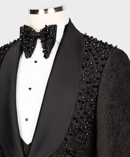 Tailored Men's Tuxedo Groom Wear Wedding Luxury Applique Beads Slim One Button Blazer Dress Jacket for Prom Dinner4