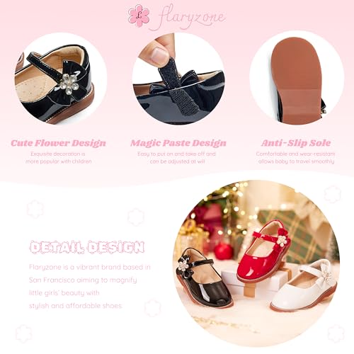 Image of Flaryzone Toddler Girls Mary Jane School Uniform Oxfords Dress Shoes Flats | Wide Round Toe,Cushioned Comfort, Flower Girl shoes for Wedding Party Daily