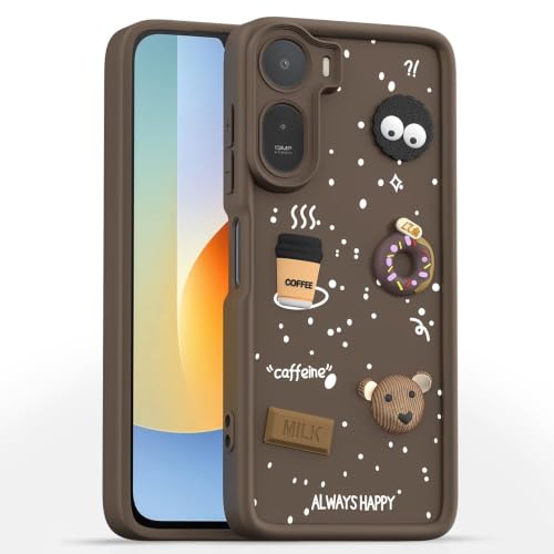 Image of Bintage Cute Fun Taddy Cartoon 3D Ball Bear Milk Cake Coffee Silicon Case Full Body & Camera Protection Back Cover Compatible for Mi REDMI A7 Pro 5G - Brown