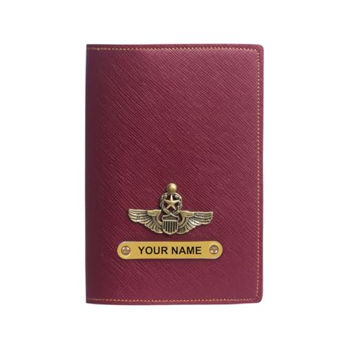 Image of ncgifts Customised Leather Passport Holder: Personalised Name & Charm for Men & Women - Unique Travel Gift, Document Organiser, Boarding Pass Holder, Customised Gifts for Men & Women (Wine)