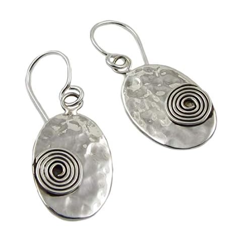 Hammered Spiral Drop 925 Sterling Silver Earrings Cover