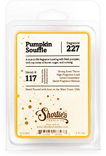 Shortie s Candle Company Pumpkin Souffle Wax Melts - 1 Highly Scented 3 Oz. Bar - Made with Natural Oils - Bakery & Food Air Freshener Cubes Collection