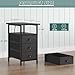 sthmec End Table with Charging Station,LED Side Tables with USB Ports and Outlets,Narrow Nightstands Bedside Tables with 3 Drawers PU Finish for Small Space,Slim Sofa Table for Livingroom,Black