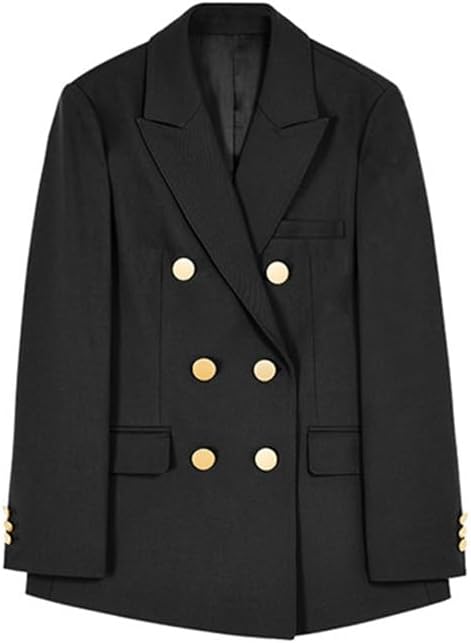 Women's Breasted Loose and Stylish Suit Jacket Black Jacket OL Coat Jacket Fall Outerwear Jackets Coat
