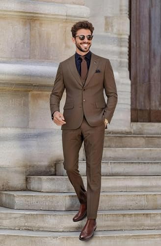 ArcBrothers Mens Chelsea Boots,Dress Boots For Men,Slip-on Formal Dress Boots for Men Casual Ankle Boots Classic Brogue Style3