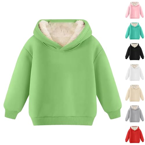 Kids Boy Girl Hoodies Solid Color Long Sleeve Thicken Fuzzy Sweatshirt Comfortable Soft Tops Fall Winter