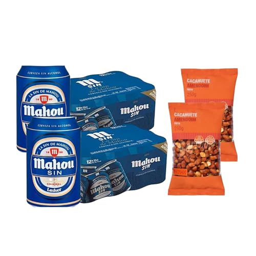 Cerveza Sin Alcohol, La Cerveza 0.0 Auténtico Sabor Cervecero Pale Lager, Bebida Refrescante, 0.0% Vol. Alcohol, Pack 24 Latas x 33cl Incluye un Cacahuete frito mezcla Mercadona de Regalo