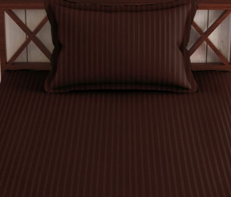 Image of Prime Collection 265 TC Combo Pack of 2 Single Sized (90x60) Satin Striped Bedsheet with 2 Pillow Cover Long Lasting Single Bedsheet for Hotel, Hospital and Home Use