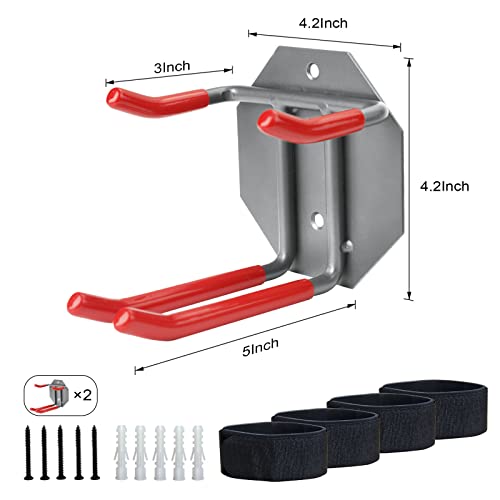 XBA Wall Mounted Rack Organizer 2 Pairs of Skis and Poles Ski Wall Rack Heavy Duty Ski Garage Storage System Rack with Padded Hooks & Elastic Cinch Straps Indoors Outdoors Home Wall Hooks - Thumbnail 3
