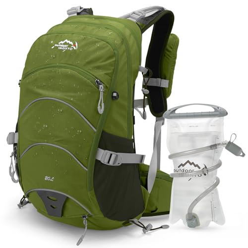 IX INOXTO Hydration Pack,20L Hydration Backpack, Hiking Internal Frame Backpacks with 2L Hydration Water Bladder and Rain Cover, for Cycling,Camping, Hunting,Ski, Snow for Men, Women (dark green)