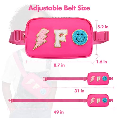 Image of PainZieteg Fanny Pack for Girls Chenille Letter Belt Bag Crossbody for Kids | Preppy Nylon, Waterproof, Gold-Plated Zipper, Adjustable Strap, Birthday Christmas Easter Gifts for 4-13 Year Old Teen Girls