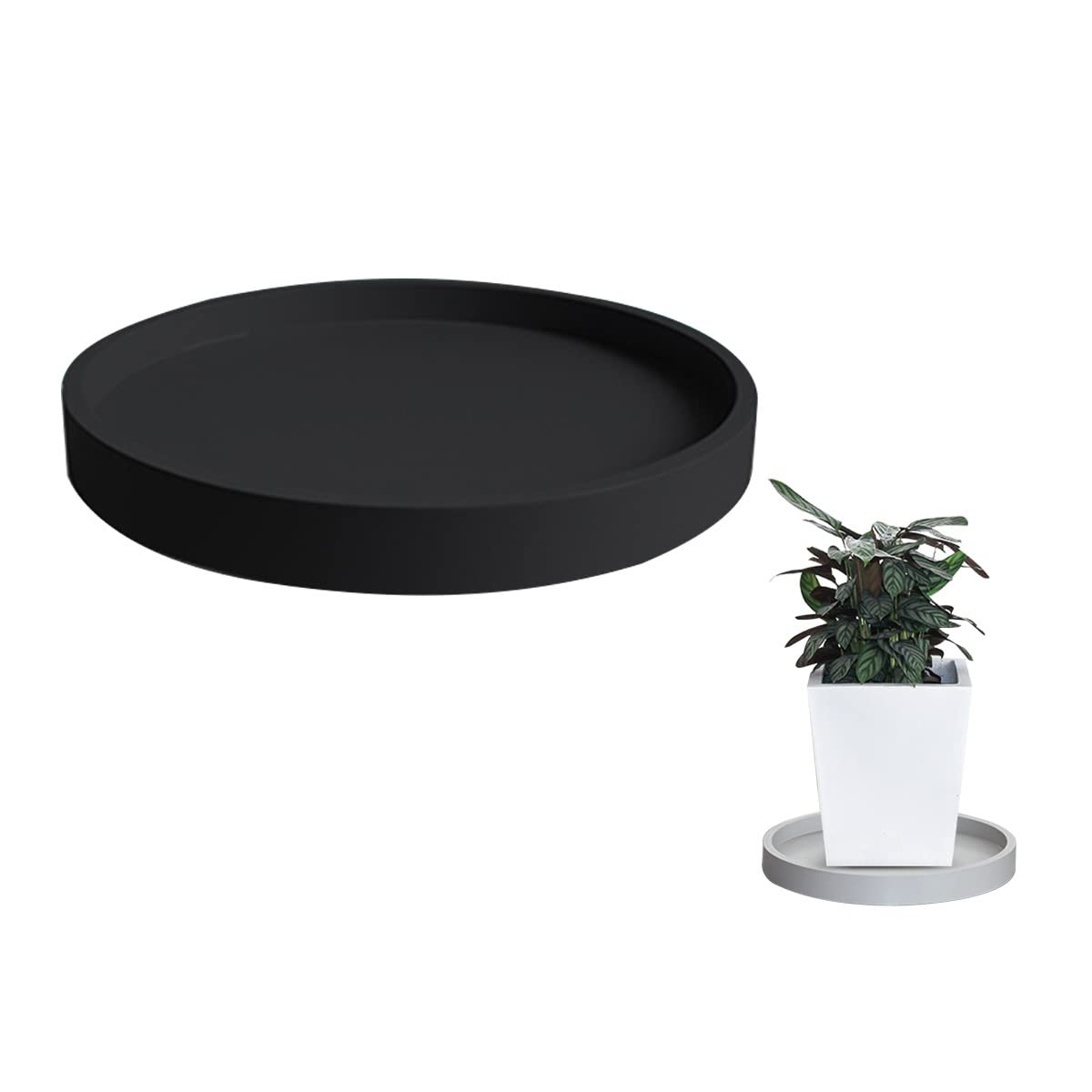 Yardwe Lot De 2 Pots De Fleurs Ronds En Plastique Avec Plateau Et