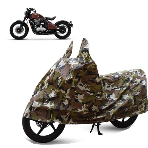 Image of Sulfar Bike Cover for Jawa 42 Bobber (Bobber) | Waterproof, Dustproof & UV Protected | All Weather Two Wheeler Cover (Army Green) New 2026 Variants