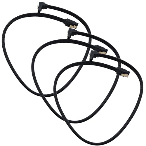 Cable de datos SATA negro 3 piezas 50 cm trenzado