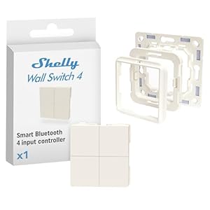 Shelly BLU Wall Switch 4 + Shelly Wall Switch Adapter Bundle -Interruptor de pared Bluetooth y Placa Adaptador Busch-Jaeger, Controlador inalámbrico dispositivos inteligentes, app iOS Android