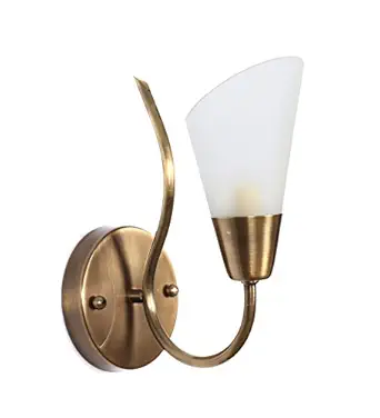 Fos Lighting Modern Cone Antique Brass Single Wall Sconce (Golden & White,corded-electric)
