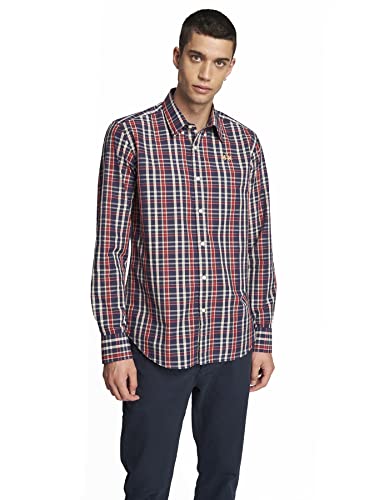 La Martina - Karo-Hemd aus Baumwolle, Navy/Red Dahlia/Off White, Man