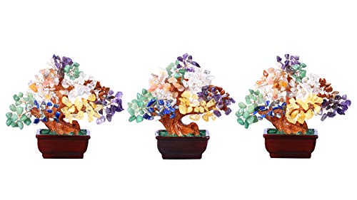 GEHECRST Natural 7 Chakra Crystals Gemstones Money Tree Reiki Healing Crystal Stones Bonsai Tree Home Office Feng Shui Decoration for Wealth, Health, Good Luck Crystal Gifts for Mom Christmas