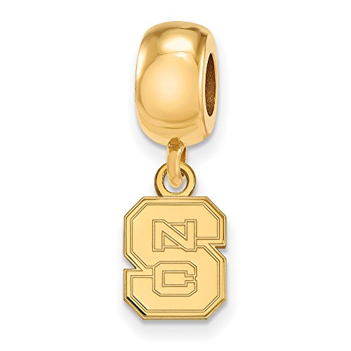 NC State Bead Charm Extra Small (3/8 Inch) Dangle (Gold Plated)