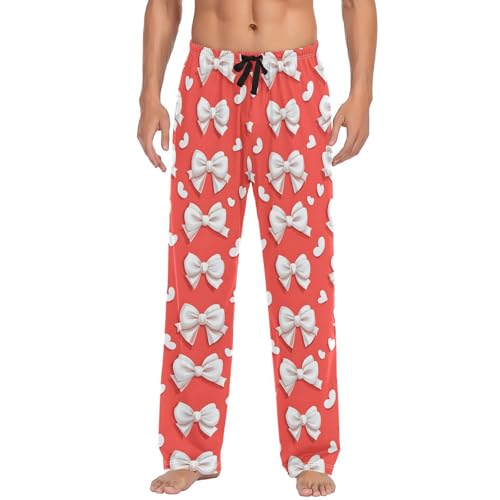 Pantalon de pyjama homme doux doté d'un nœud mignon et de poches pratiques