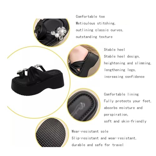CLSQLXYJZC Women Bunion Corrector, Women's Clip Toe Ring Rhinestone PU Breathable Platform Bunion Sandals, Orthotic Comfortable Split-Toe, for Plantar Fasciitis Feet Heel Correction3