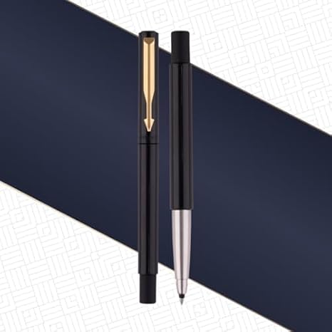 Parker Vector Standard Gold Trim Roller Ball Pen | Ink Color - Blue | Black Body Color | Ergonomic Design | Built for long writing sessions - Image 2