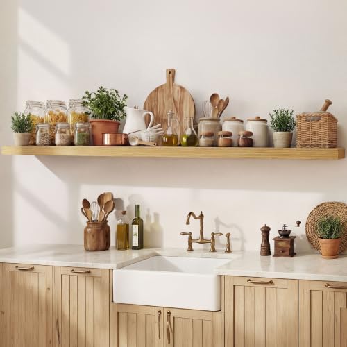 Image of Dreamland 72 Inches Floating Shelves for Wall,9.3 inch Deep Long Floating Shelves Set of 1,Large Display & Storage Shelf,Wall Shelf for Bathroom Bedroom Living Room Kitchen Office,Oak