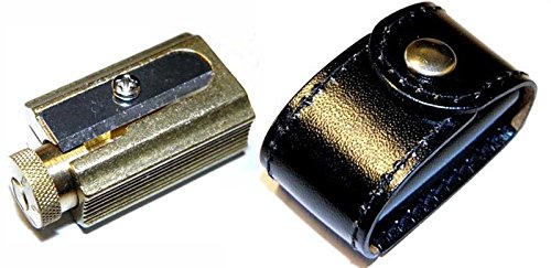 DUX Pencil and Crayon Sharpener Made of Brass in a Genuine Leather case