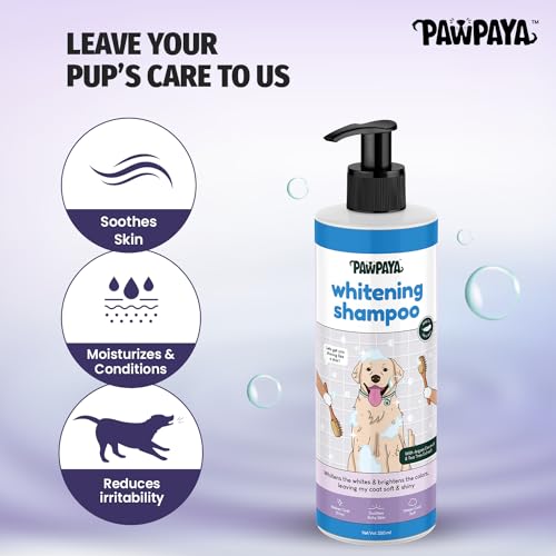 Image of Pawpaya Shampoo Pawpaya Shampoo for Dogs | Gentle Deep Cleansing Formula for Healthy Skin & Soft, Shiny Coat | Suitable for All Dog Breeds & Coat TypesDogs (Whitening Shampoo)