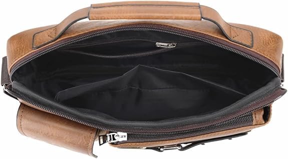 Image of Handcuffs Sling bag for Man & Woman With Earphone Port | PU Leather Cross Body Travel office Messenger| One Side Shoulder Bag with Adjustable Strap (Rust)