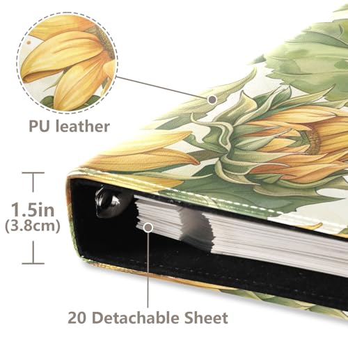 Álbum de Fotos Scrapbook Self Adhesive DIY con Girasoles Vivos, Encuadernado de 3 Anillos, 40 Páginas, 8x10 para Recuerdos miniatura 4
