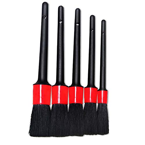 5 Pcs Ensemble de brosses pour voiture SUNSHINETEK Kit de brosse de nettoyage pour voiture Brosses de roue et de pneu pour moteur, roues, jante, tableau de bord, évent, embouts d'échappement Cover