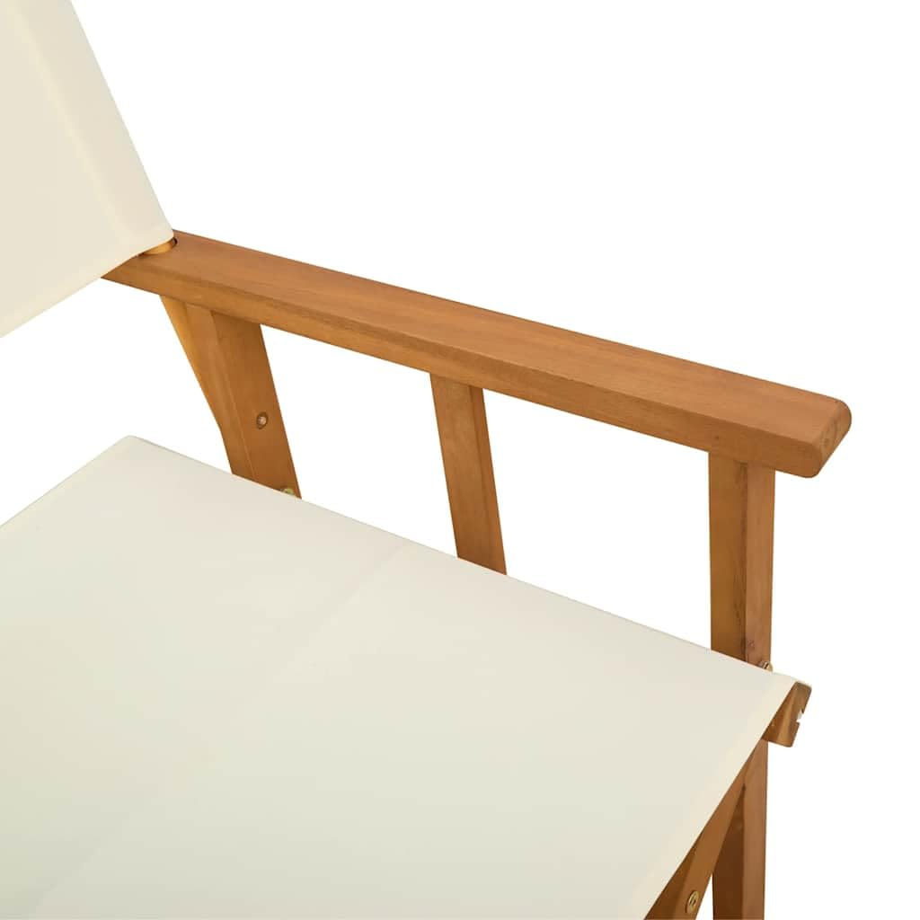 Regiestuhl Massivholz Akazie - Faltbarer Gartenstuhl mit Polyester-Bezug für Camping, Balkon und Strand - Stilvoller Klappstuhl Braun und Creme - 55 x 56 x 88 cm