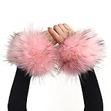 Dikoaina Faux Fur Wrist Cuffs- Winter Furry Bands Fox Fur Wrist Warmer,Arm Warmer, Leg Warmer, One Pair