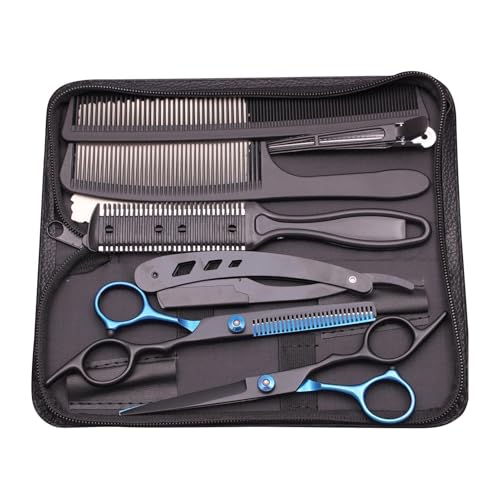 Juego de tijeras de peluquería profesional - Kit de corte de pelo de barbero, tijeras de corte portátiles | Juego de tijeras de peluquería de acero, tijeras portátiles para adelgazar el cabello para