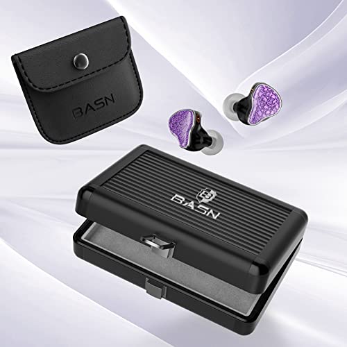 Image of BASN Bmaster5 in Ear Monitors, 1DLC Diaphragm+4BA 5 Drivers IEM Earphones with Silver-Plated OFC Cable, Noise Isolation Wired Earbuds for Musicians (Purple)