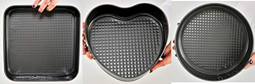 Home-X Set Of 3 Cake Pans, Nonstick Metal Cake Molds And Baking Set, Square, Heart, Round Cake Pans-Springform Release-Easy Baking #TOP6