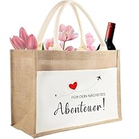 Jutetasche Abschiedsgeschenk Kollegin Rente, Auf Ins Nächste Abenteuer Geschenk, Reise Einkaufstasche Geschenk zum Neuanfang als Danke Geschenk für Kollegen Freundin Neujahr Weihnachten Jobwechsel