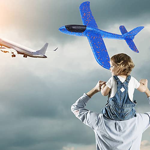 Maigendoo 2 Packs Large Airplane Toy, Foam Plane Gliders, Manual Throwing Foam Plane, Dual Flight Mode Aeroplane Toys For Boys Girls Outdoor Sport Game, Kids Birthday Party Favors, Blue Green #TOP2