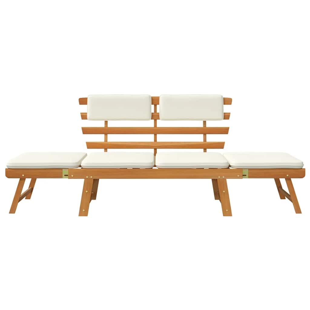 vidaXL Ławka ogrodowa z poduszkami, 2w1, 190 cm, lite drewno akacjowe