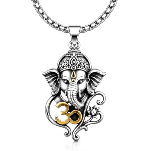 Image of THE MEN THING - Sanatan Divine Symbols Oxidised Pendant Necklace with 24inch Round Box Chain for Men & Boys
