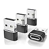 Elebase Adaptador USB a USB C para iPhone 17, 4 unidades, adaptador USBC hembra a A macho de cargador de automóvil, convertidor tipo C Apple 16 Pro Max 15 14 13 12 Plus, iWatch Watch 11 10 Se Ultra 3