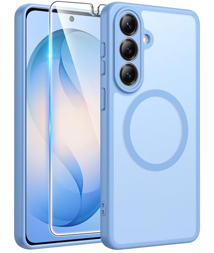 Image of FNTCASE for Samsung Galaxy S26 Case: [Fit for Magsafe] [Full Camera Protection & Screen Protector] Translucent Matte Military Grade - Shockproof Protective Phone Cover for Samsung S 26 - Light Blue