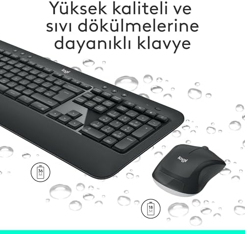 Logitech MK540 Kablosuz Klavye ve Mouse Seti, Unifying USB Alıcı, 10 m Kullanım Mesafesi, Sıvı Dökülmesine Dayanıklı, Ayarlanabilir Yükseklik, Siyah - Görsel 4