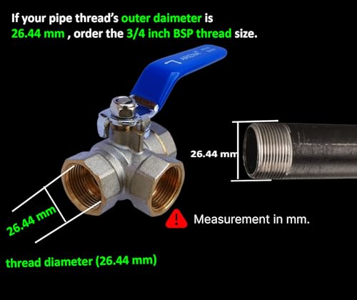 Image of ESEKSAFAR L-Port Water Flow Female (3 /4 inch inch BSP Thread ball valve)