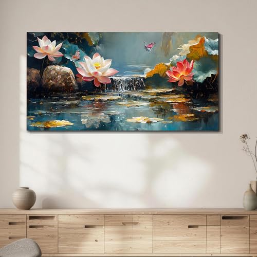 Anolyfi Lotus Canvas Wall Art for Living Room, Zen Yoga