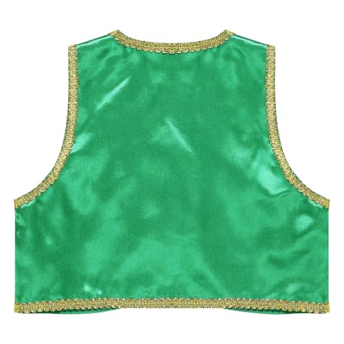 Boys Arabian Prince Tops Waistcoat Vest Kids Fairy Tale Dramas Stage Performance Fancy Dress Ups Green 8 Years2